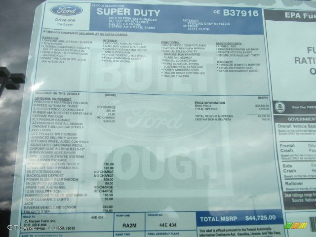 2012 F250 Super Duty XLT SuperCab 4x4 - Sterling Grey Metallic / Steel photo #7