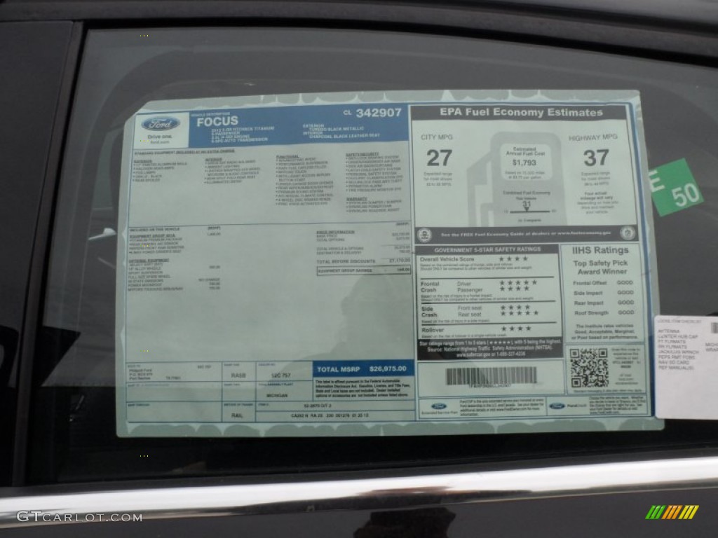 2012 Ford Focus Titanium 5-Door Window Sticker Photo #61493190