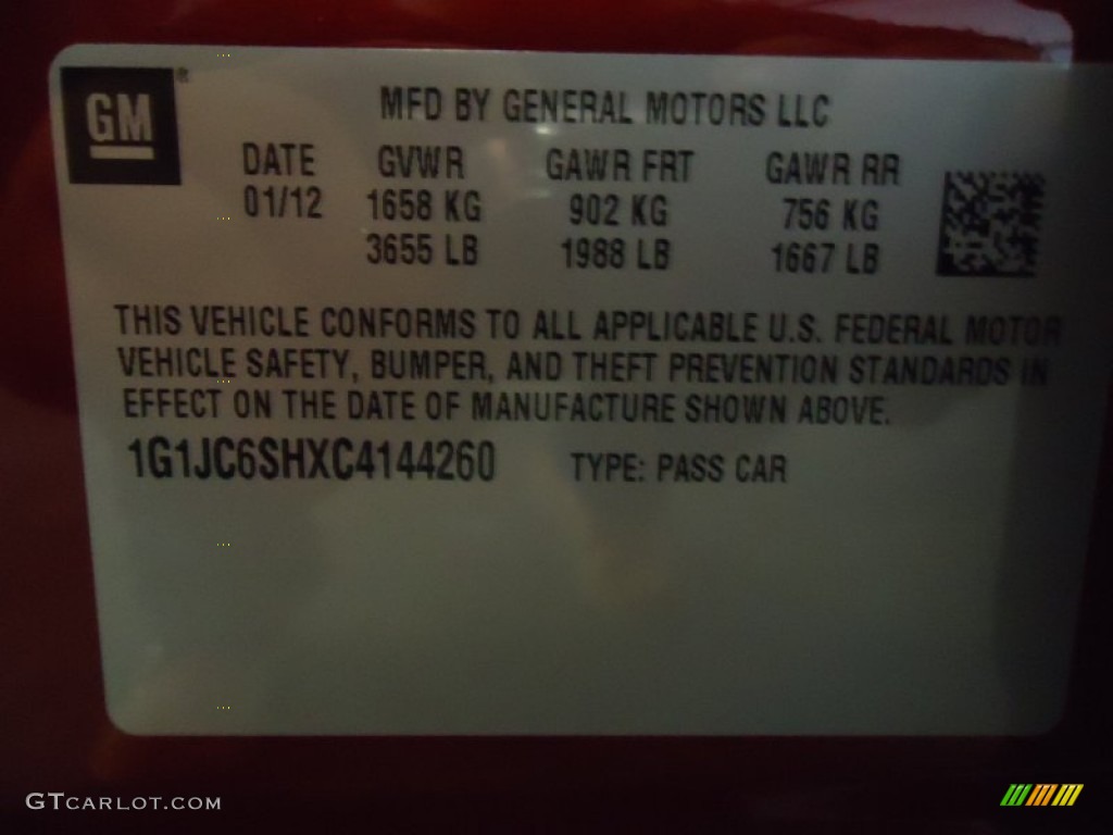 2012 Sonic LT Hatch - Crystal Red Tintcoat / Jet Black/Dark Titanium photo #16