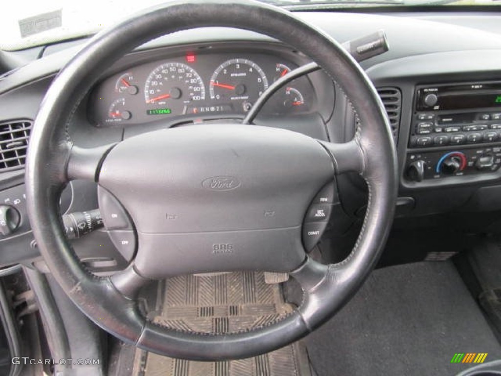 2003 Ford F150 Heritage Edition Supercab 4x4 Black/Red Steering Wheel Photo #61497796