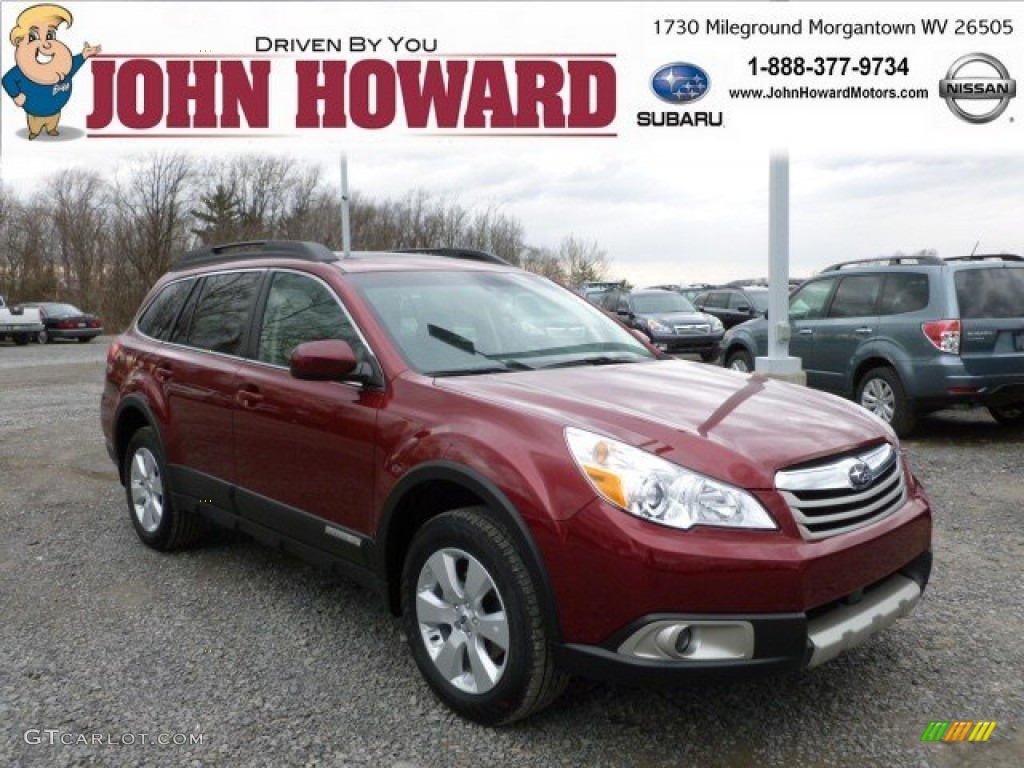 2012 Outback 2.5i Limited - Ruby Red Pearl / Off Black photo #1