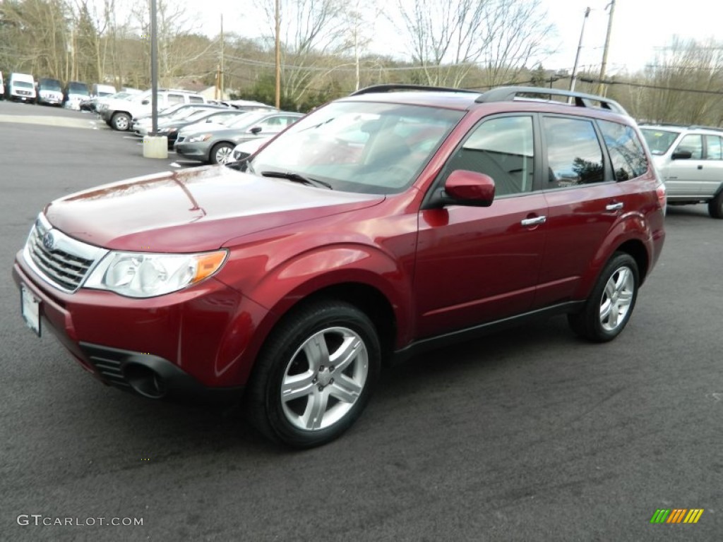 2009 Forester 2.5 X Premium - Camellia Red Pearl / Platinum photo #1