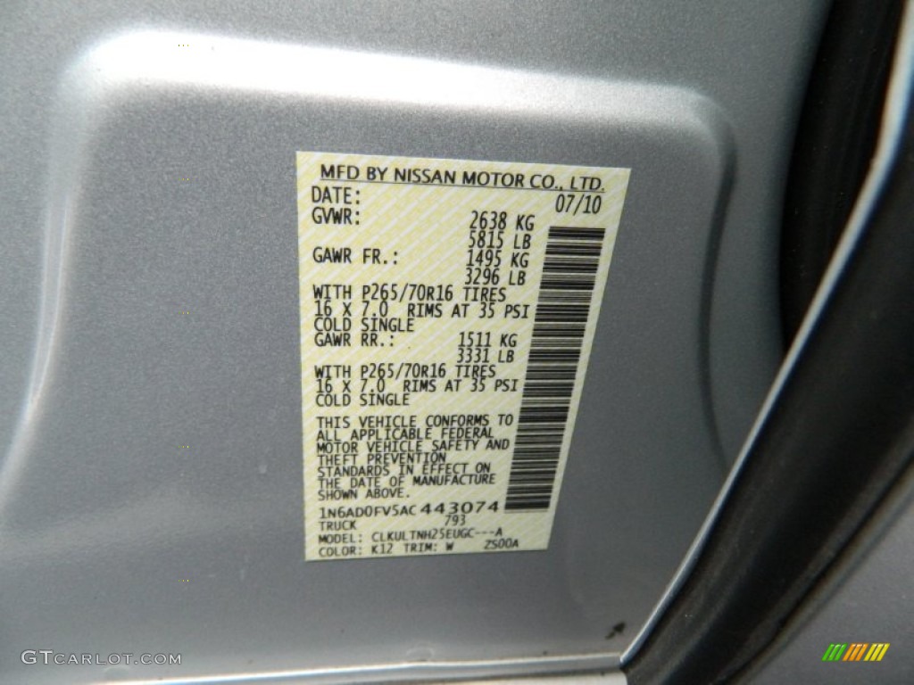 2010 Nissan Frontier SE Crew Cab 4x4 Parts Photos