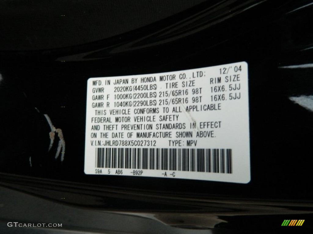 2005 CR-V EX 4WD - Nighthawk Black Pearl / Black photo #27