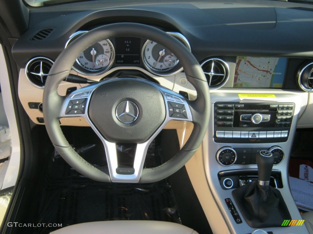 2012 Mercedes-Benz SLK 250 Roadster Sahara Beige Steering Wheel Photo #61507287