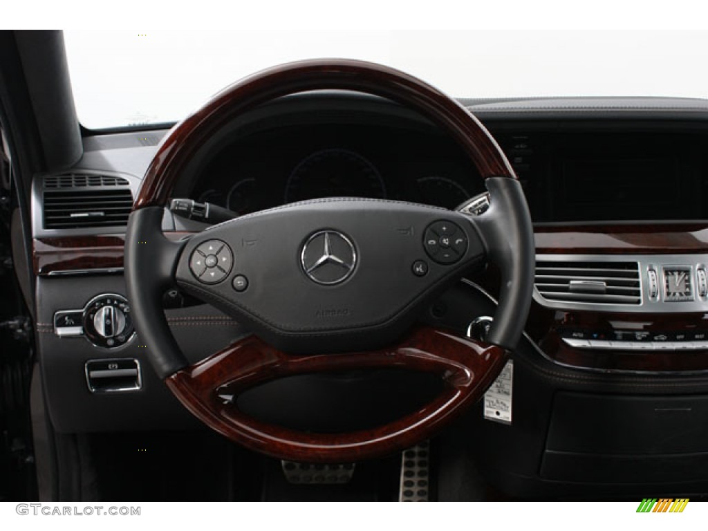 2011 Mercedes-Benz S 63 AMG Sedan Black Steering Wheel Photo #61510326