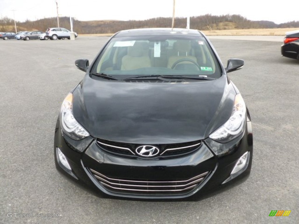 2012 Elantra Limited - Black Noir Pearl / Beige photo #2