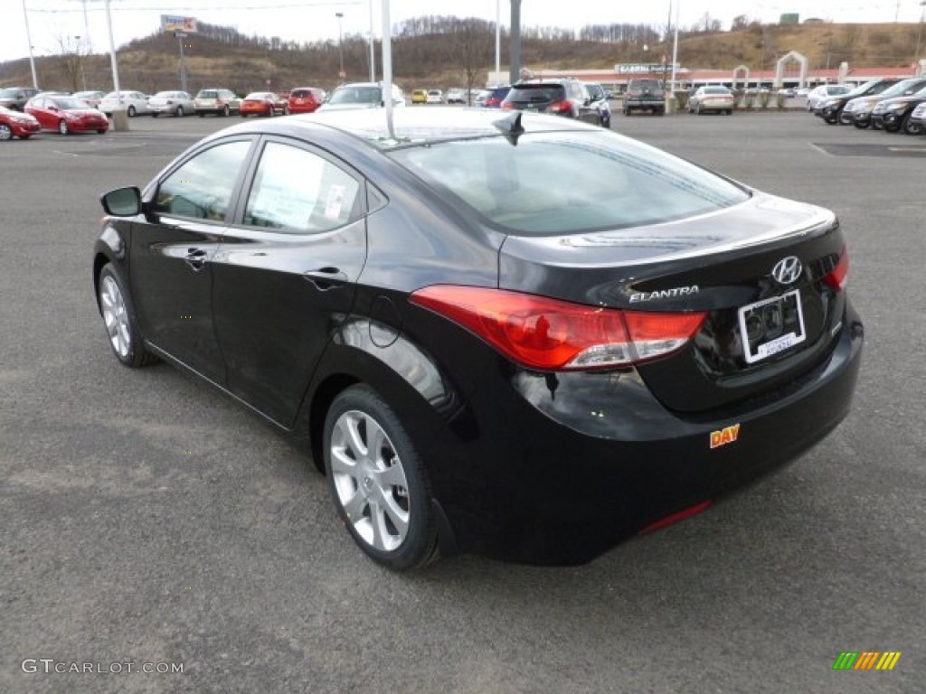 2012 Elantra Limited - Black Noir Pearl / Beige photo #5