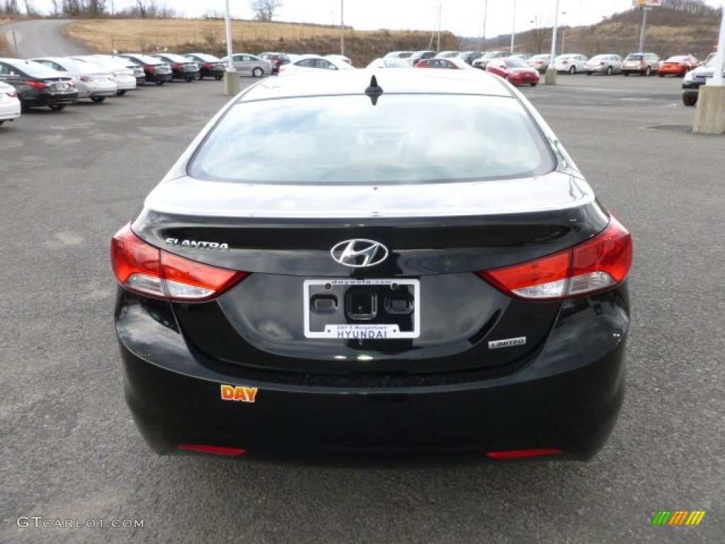 2012 Elantra Limited - Black Noir Pearl / Beige photo #6