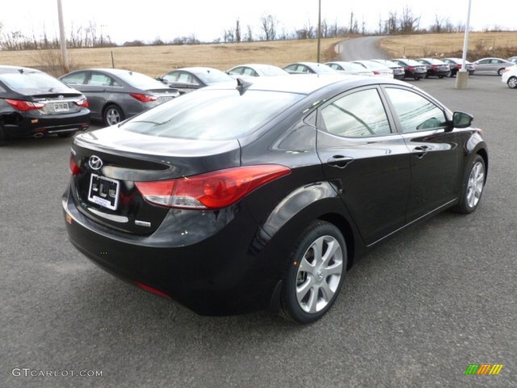2012 Elantra Limited - Black Noir Pearl / Beige photo #7