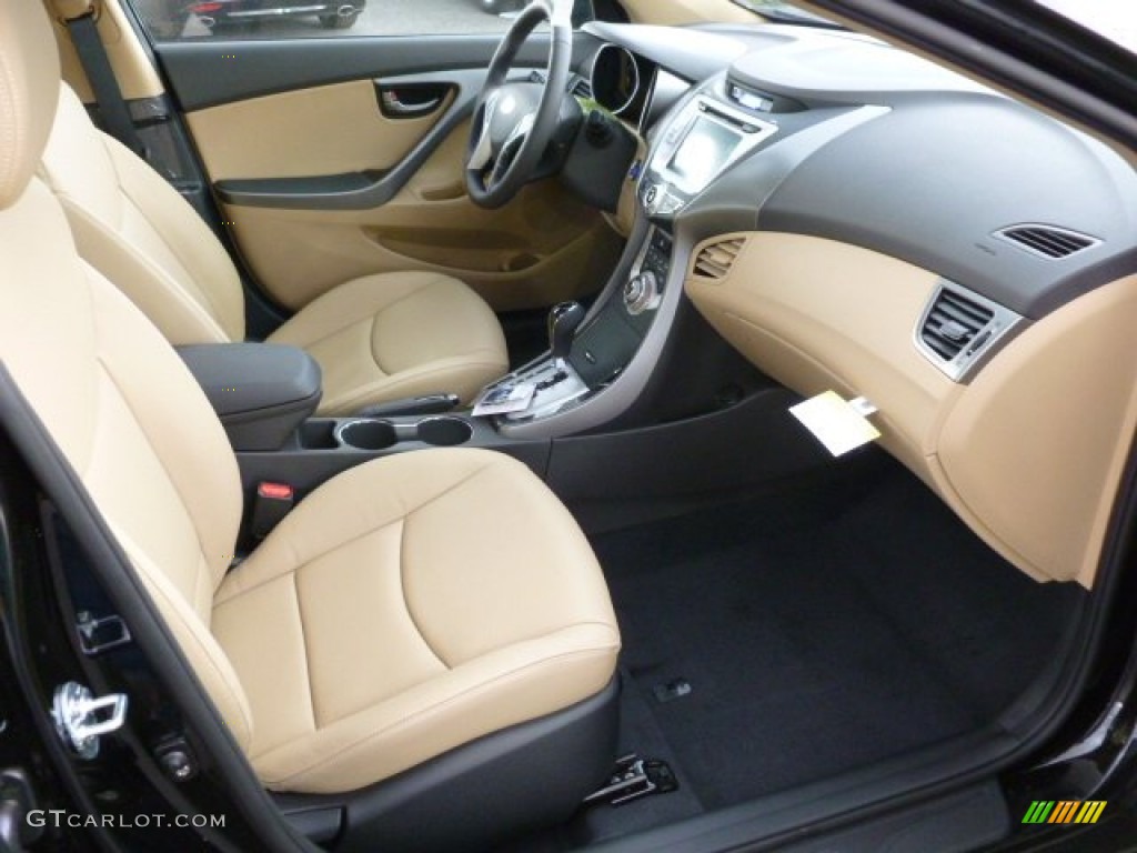 2012 Elantra Limited - Black Noir Pearl / Beige photo #10