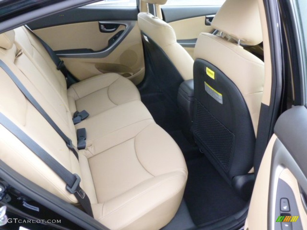 2012 Elantra Limited - Black Noir Pearl / Beige photo #12