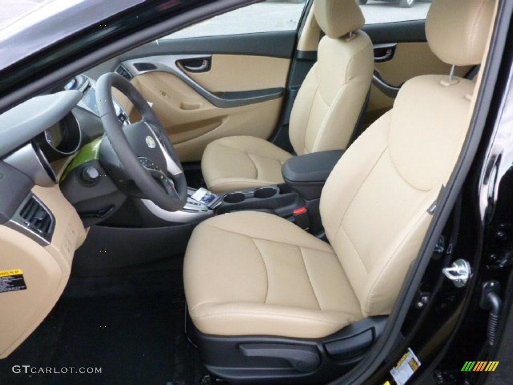 2012 Elantra Limited - Black Noir Pearl / Beige photo #15