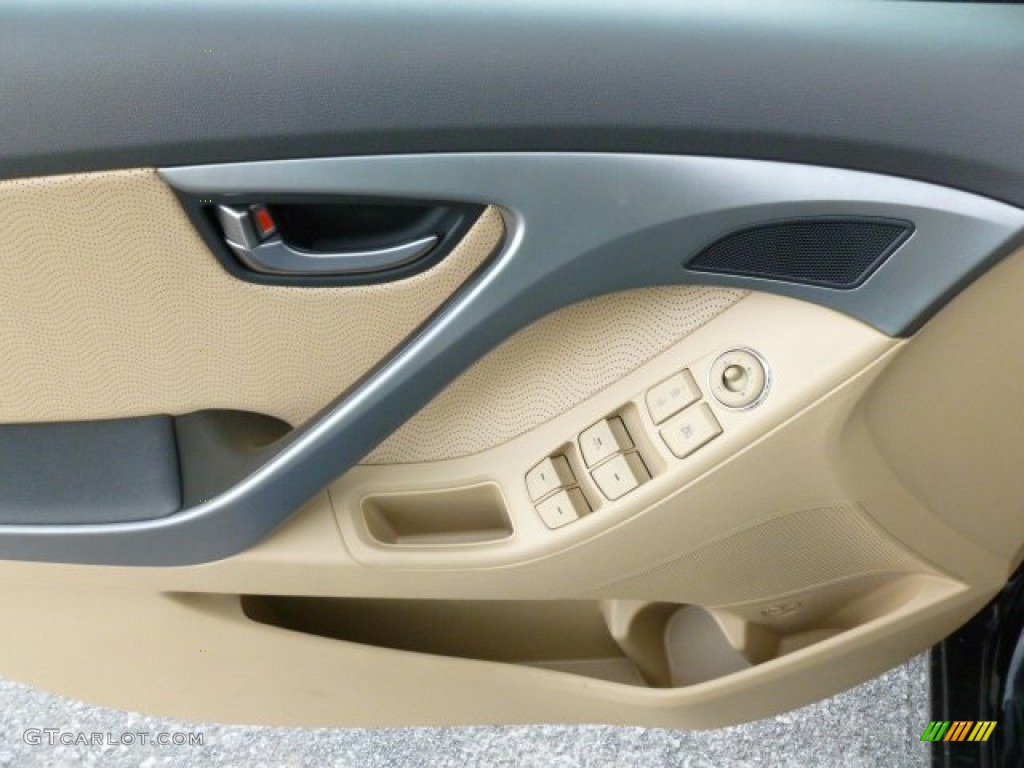 2012 Elantra Limited - Black Noir Pearl / Beige photo #17