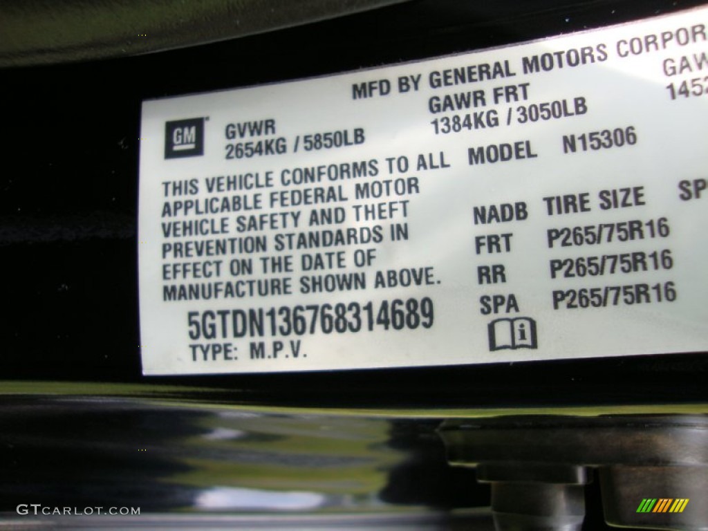 2006 Hummer H3 Standard H3 Model Info Tag Photo #61522860