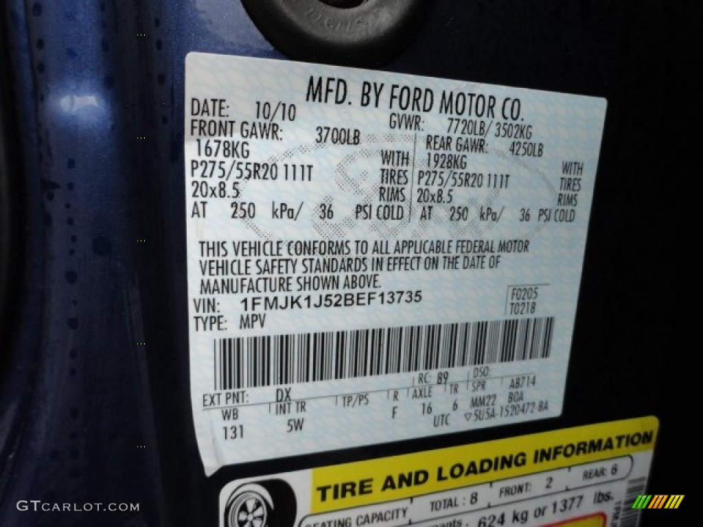 2011 Expedition Color Code DX for Dark Blue Pearl Metallic Photo #61523437
