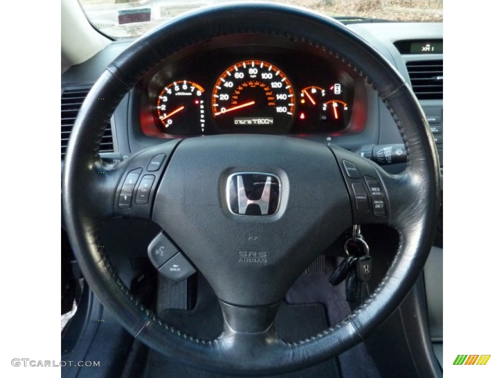 2005 Honda Accord EX V6 Coupe Black Steering Wheel Photo #61523823