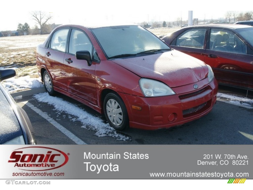 2004 Aerio S Sedan - Racy Red / Gray photo #1