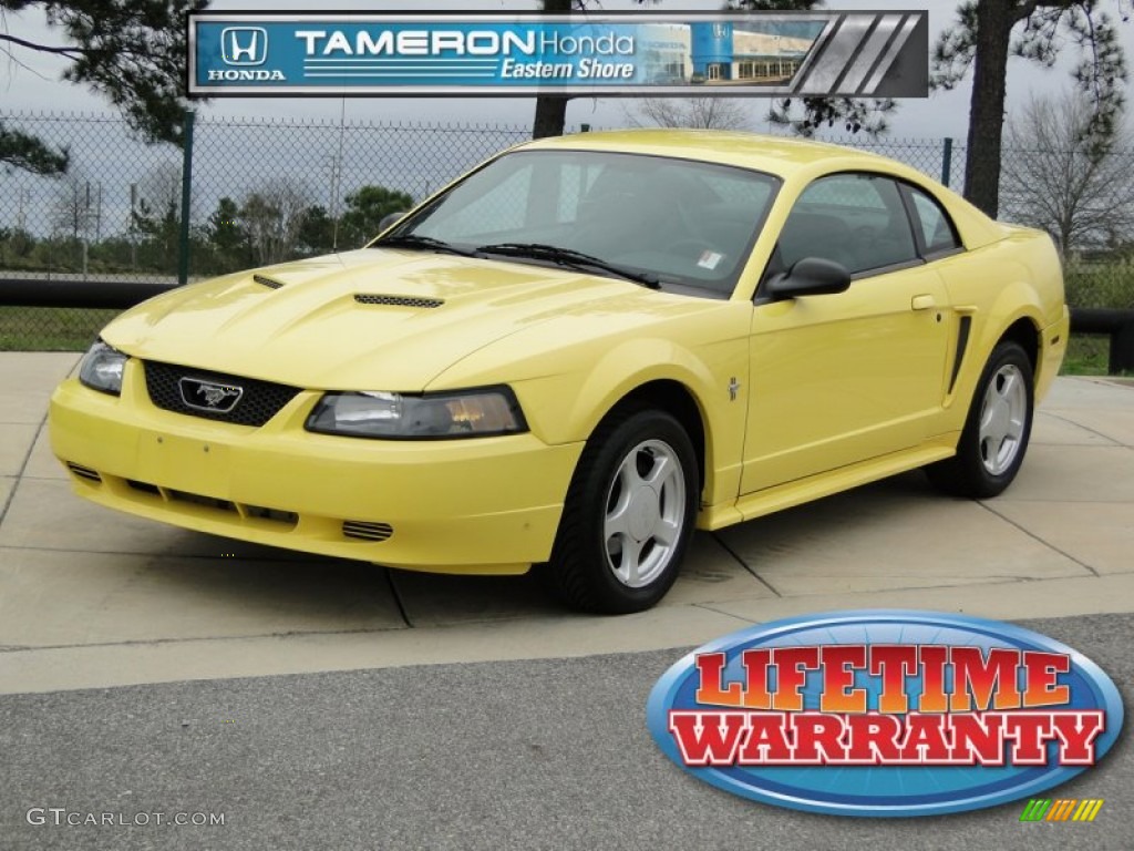 2003 Mustang V6 Coupe - Zinc Yellow / Dark Charcoal photo #1