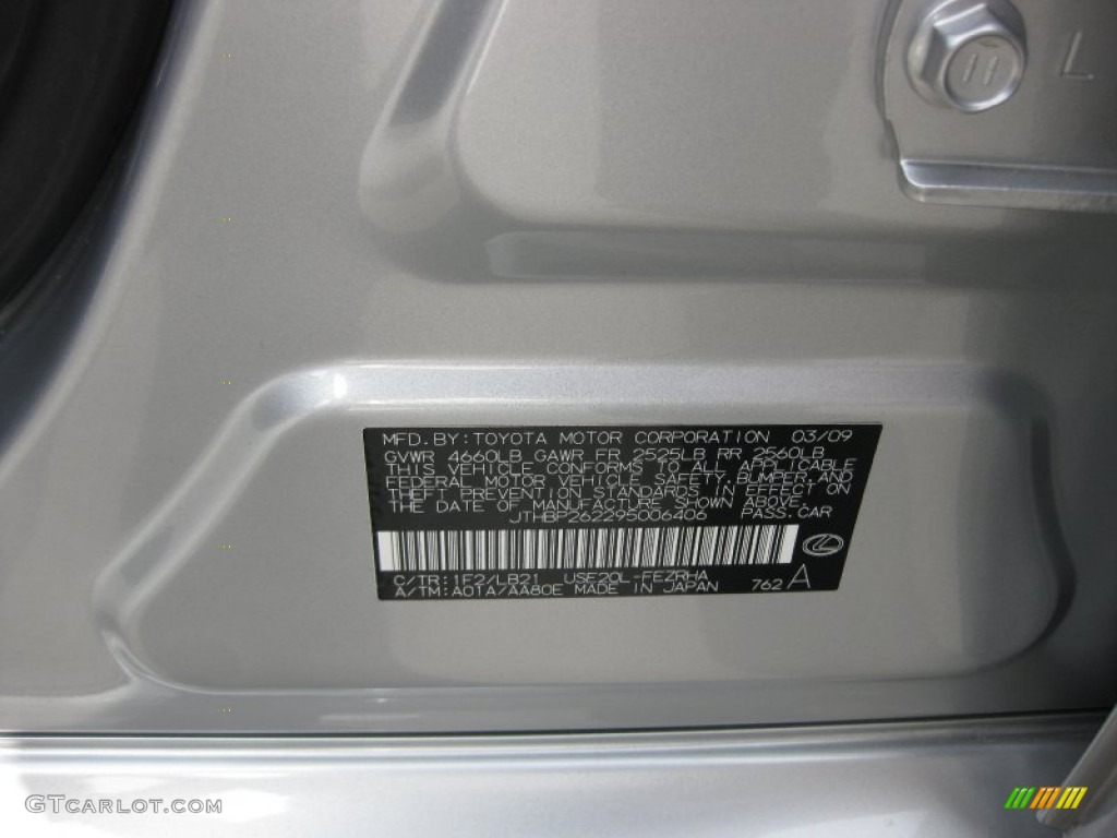 2009 IS Color Code 1F2 for Mercury Metallic Photo #61536618