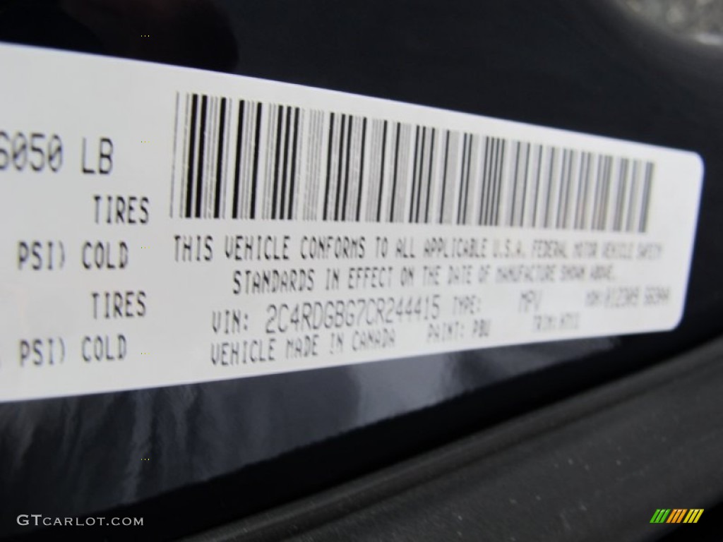2012 Grand Caravan Color Code PBU for True Blue Pearl Photo #61540076