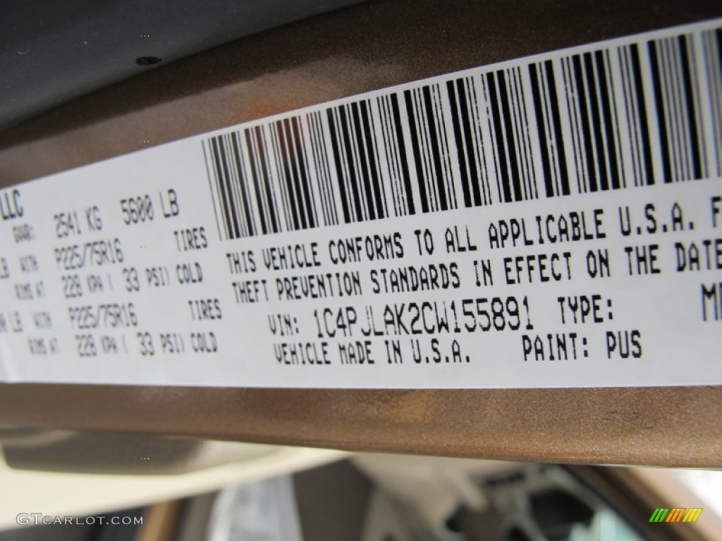 2012 Liberty Color Code PUS for Canyon Brown Pearl Photo #61541774