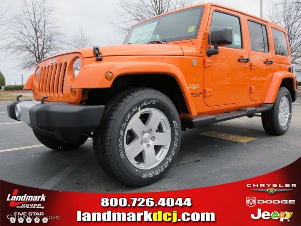 2012 Wrangler Unlimited Sahara 4x4 - Crush Orange / Black photo #1