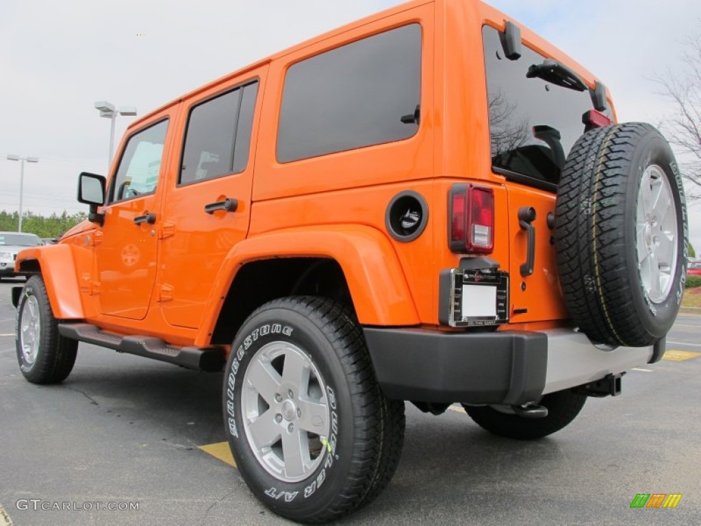 Crush Orange 2012 Jeep Wrangler Unlimited Sahara 4x4 Exterior Photo #61542878