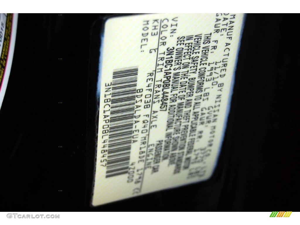 2011 Versa Color Code KH3 for Super Black Photo #61544114