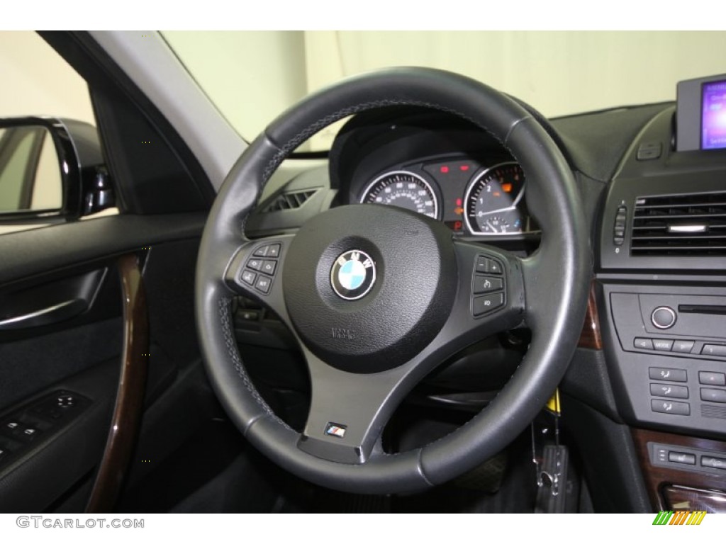 2009 BMW X3 xDrive30i Black Steering Wheel Photo #61545290