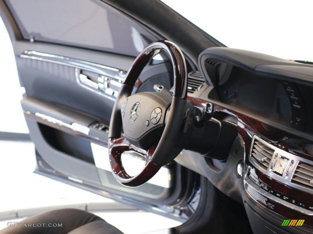 2011 Mercedes-Benz S 600 Sedan Black Steering Wheel Photo #61547762