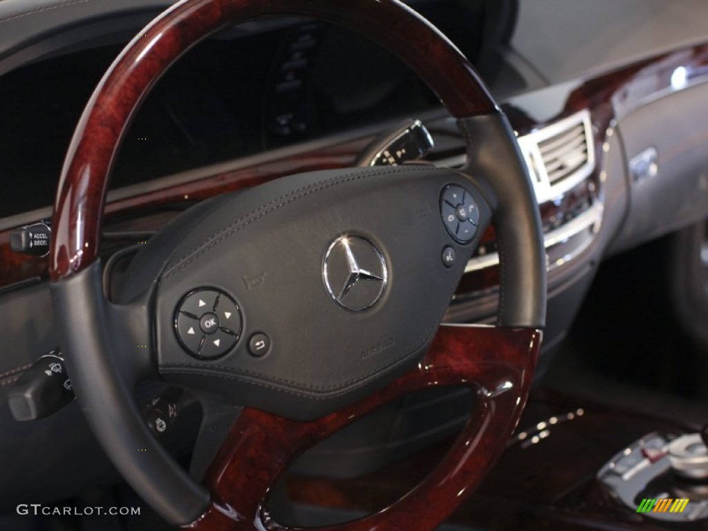 2011 Mercedes-Benz S 600 Sedan Black Steering Wheel Photo #61547780