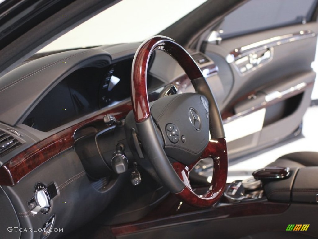 2011 Mercedes-Benz S 600 Sedan Black Steering Wheel Photo #61547789