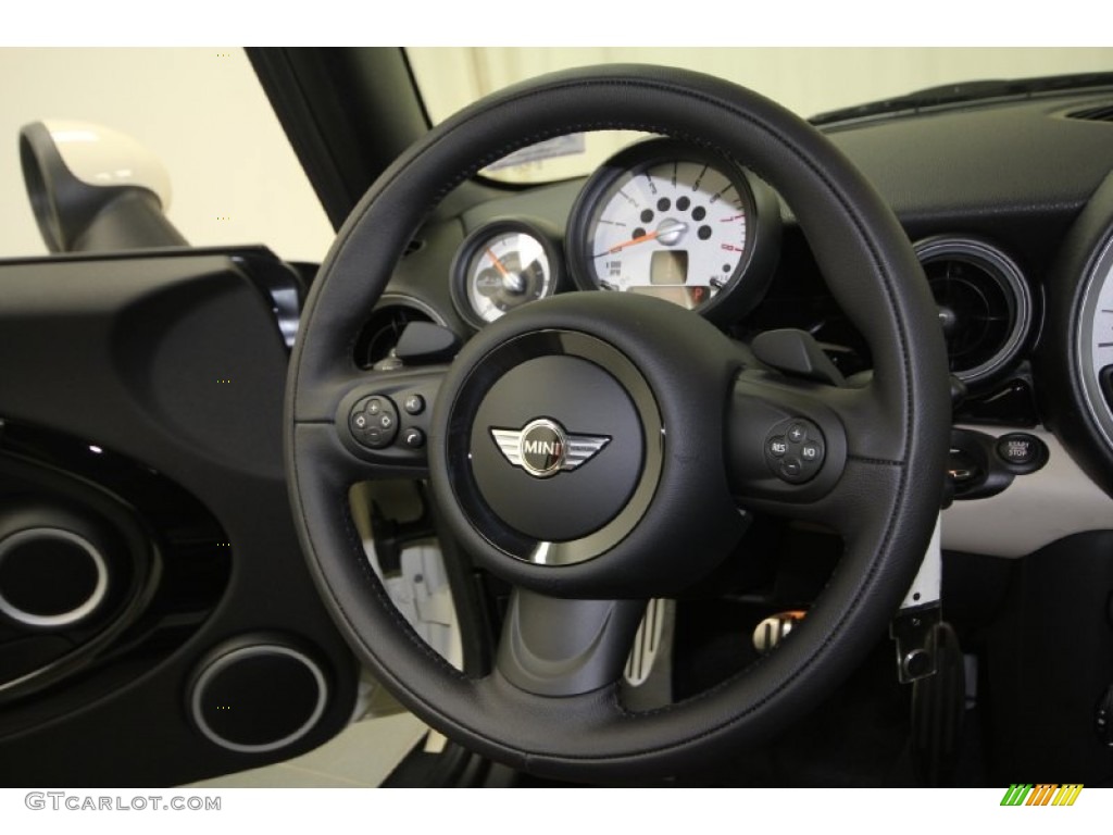 2012 Mini Cooper S Convertible Hot Chocolate Lounge Leather Steering Wheel Photo #61547801
