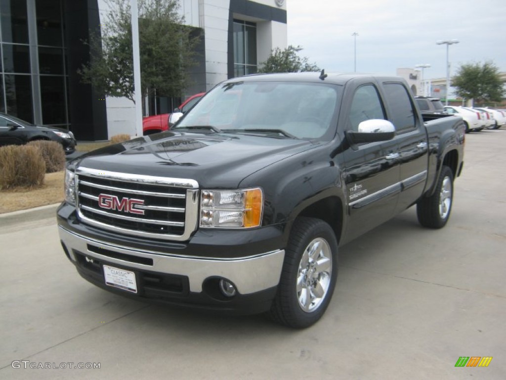 2012 Sierra 1500 SLE Crew Cab - Onyx Black / Very Dark Cashmere/Light Cashmere photo #1