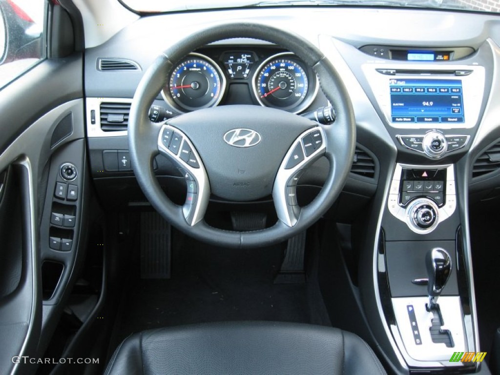 2011 Hyundai Elantra Limited Black Steering Wheel Photo #61553957