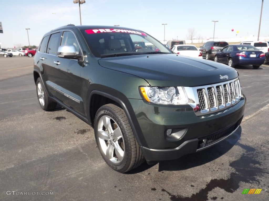 2011 Grand Cherokee Overland 4x4 - Natural Green Pearl / Dark Frost Beige/Light Frost Beige photo #3