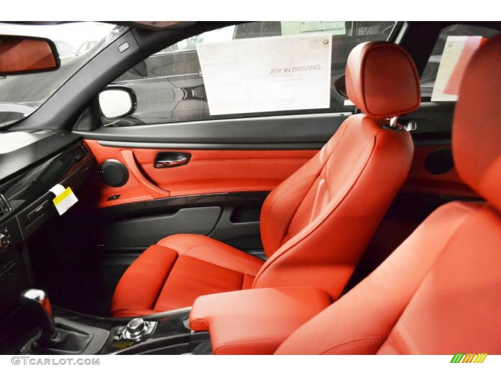 2012 3 Series 335i Coupe - Mineral White Metallic / Coral Red/Black photo #7