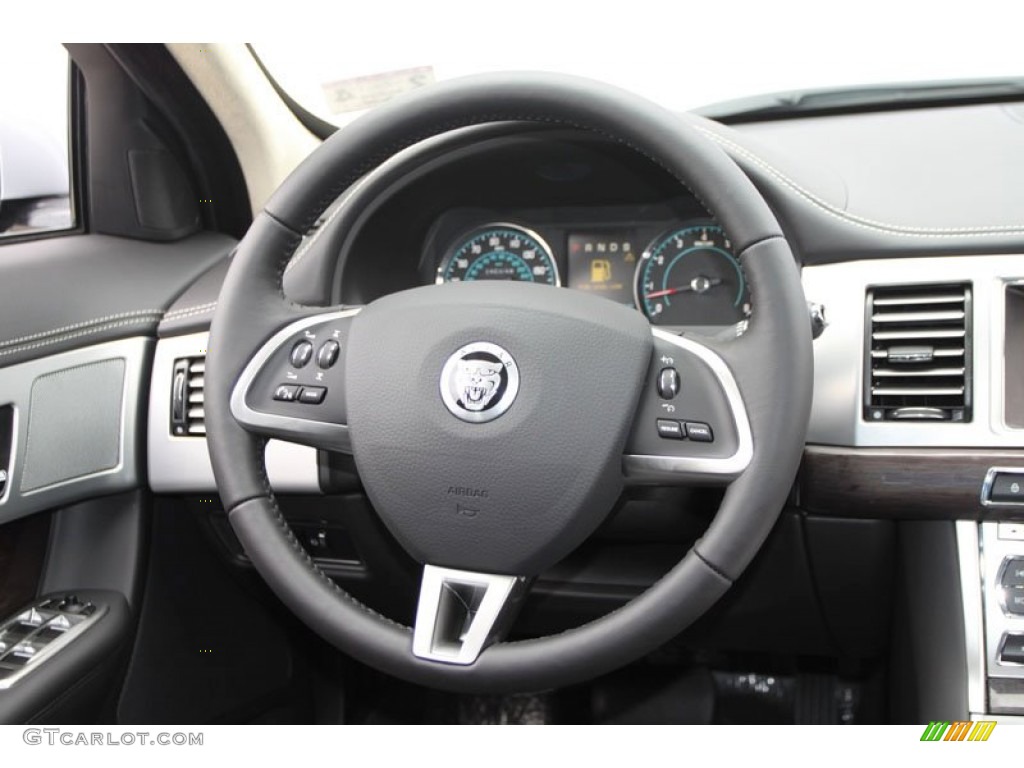 2012 Jaguar XF Supercharged Warm Charcoal/Warm Charcoal Steering Wheel Photo #61562727