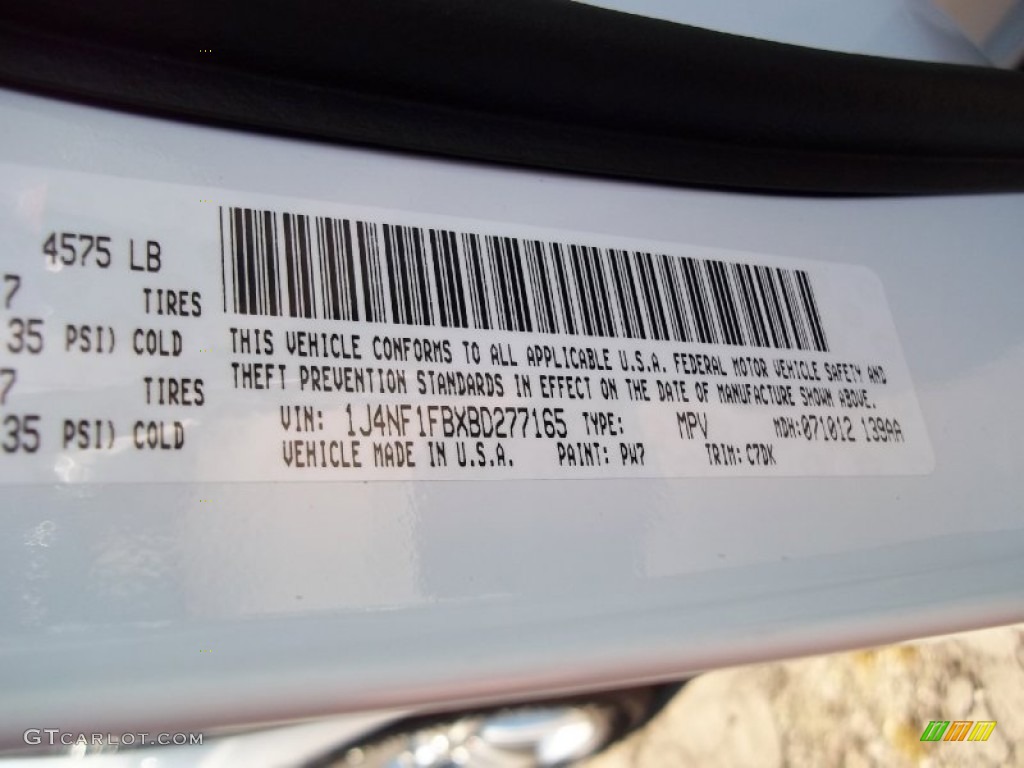 2011 Compass Color Code PW7 for Bright White Photo #61569624
