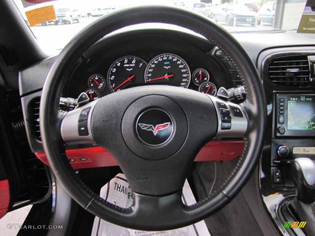 2011 Chevrolet Corvette Grand Sport Coupe Ebony Black/Red Steering Wheel Photo #61575804