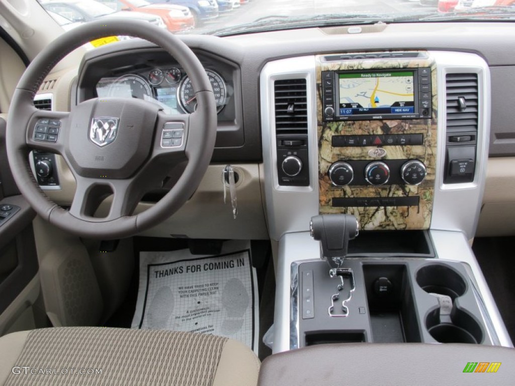 2012 Dodge Ram 1500 Mossy Oak Edition Crew Cab 4x4 Light Pebble Beige/Bark Brown Dashboard Photo #61578138