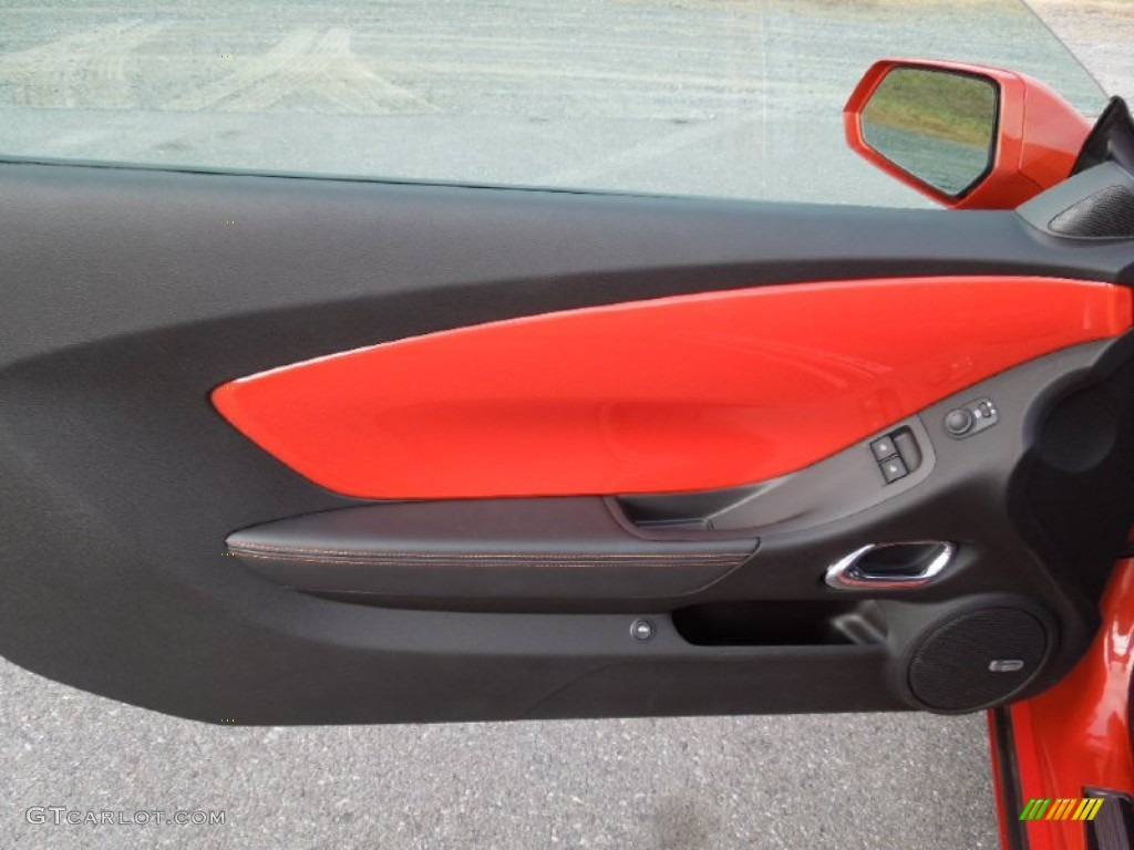 2011 Chevrolet Camaro SS/RS Coupe Inferno Orange/Black Door Panel Photo #61587423