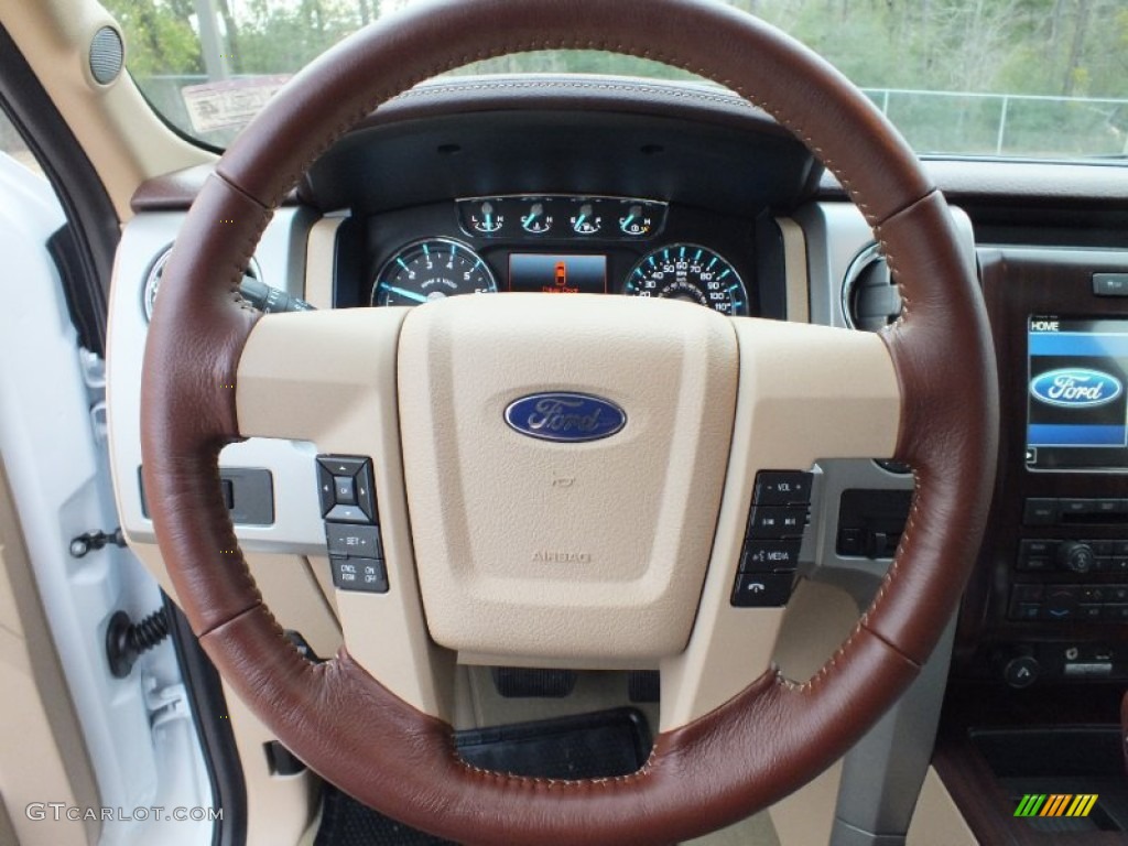 2012 Ford F150 King Ranch SuperCrew 4x4 King Ranch Chaparral Leather Steering Wheel Photo #61587963