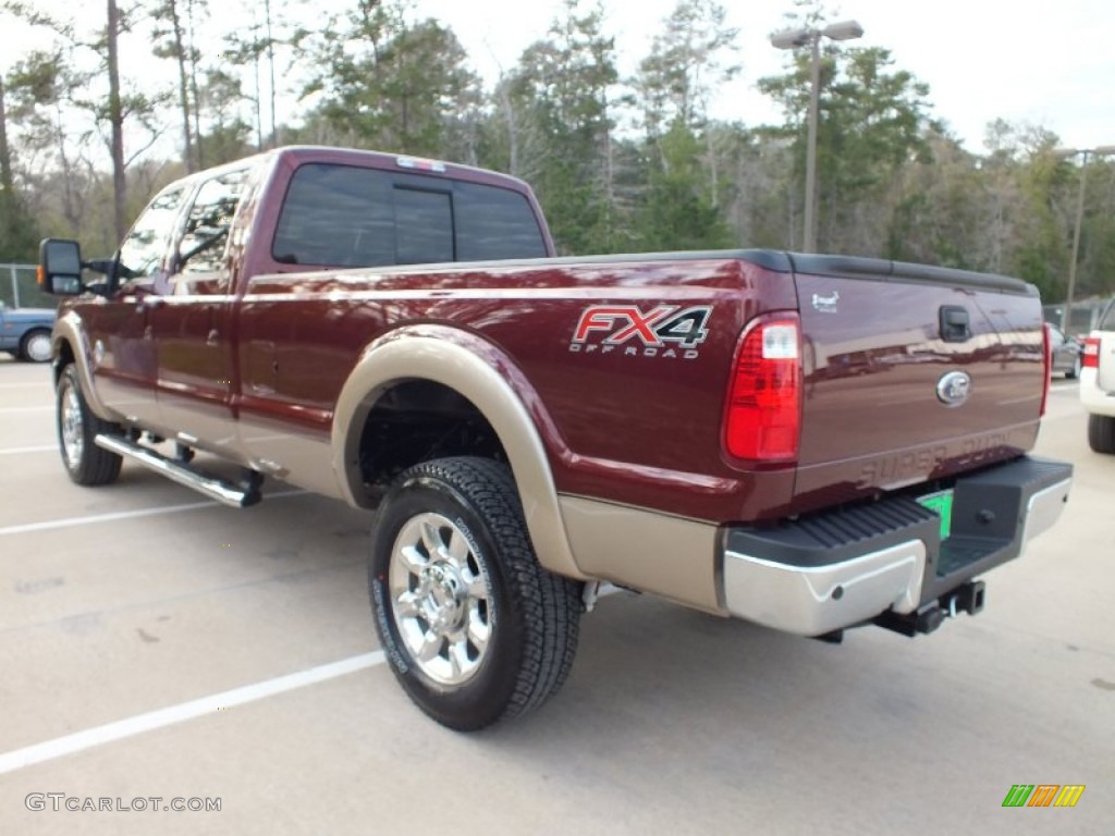 2012 F350 Super Duty Lariat Crew Cab 4x4 - Autumn Red / Adobe photo #7