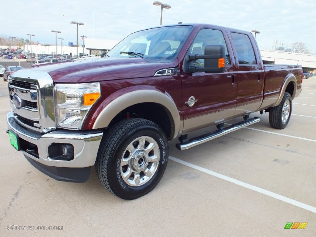 2012 F350 Super Duty Lariat Crew Cab 4x4 - Autumn Red / Adobe photo #9