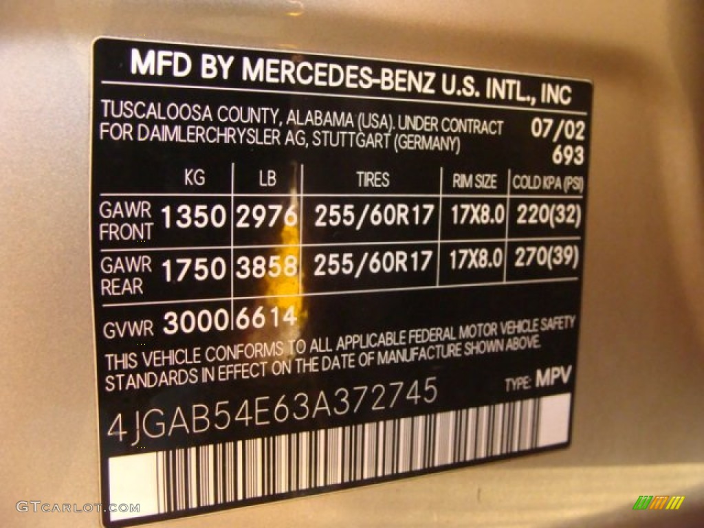 2003 ML Color Code 693 for Desert Silver Metallic Photo #61589577