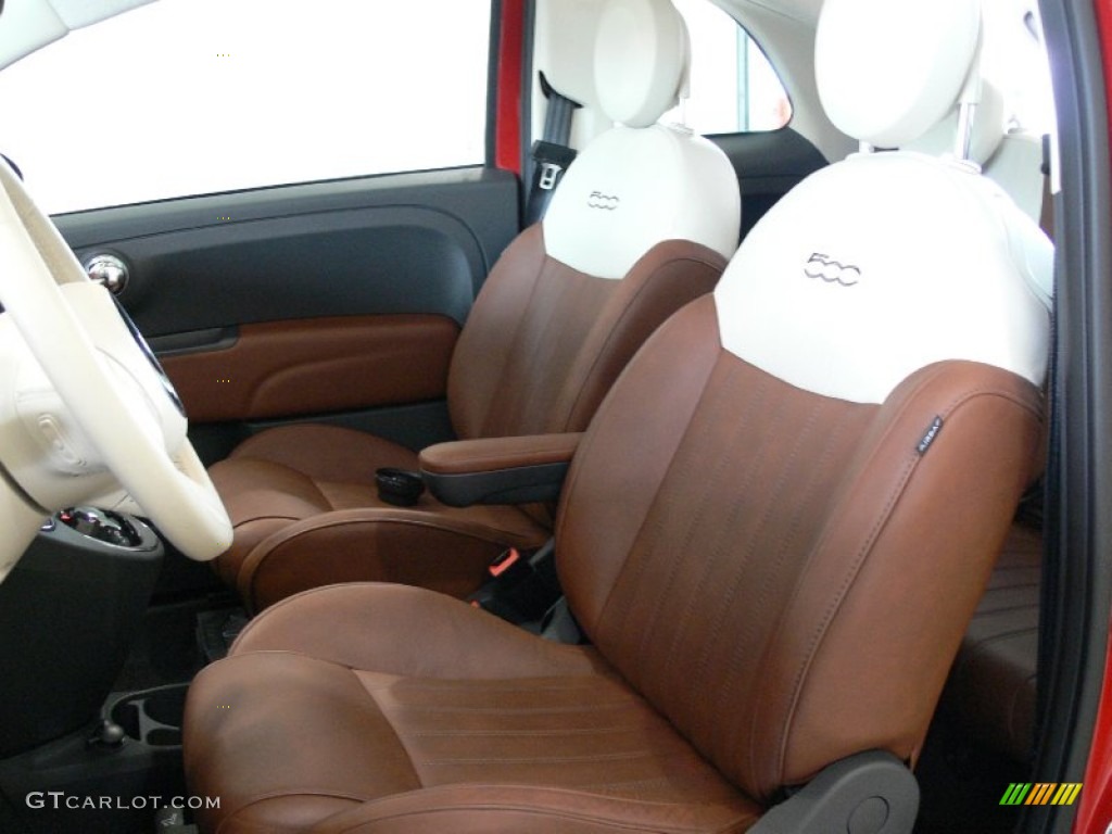 Pelle Marrone/Avorio (Brown/Ivory) Interior 2012 Fiat 500 Lounge Photo #61593312