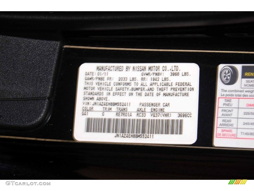 2011 370Z Color Code G41 for Magnetic Black Photo #61598217