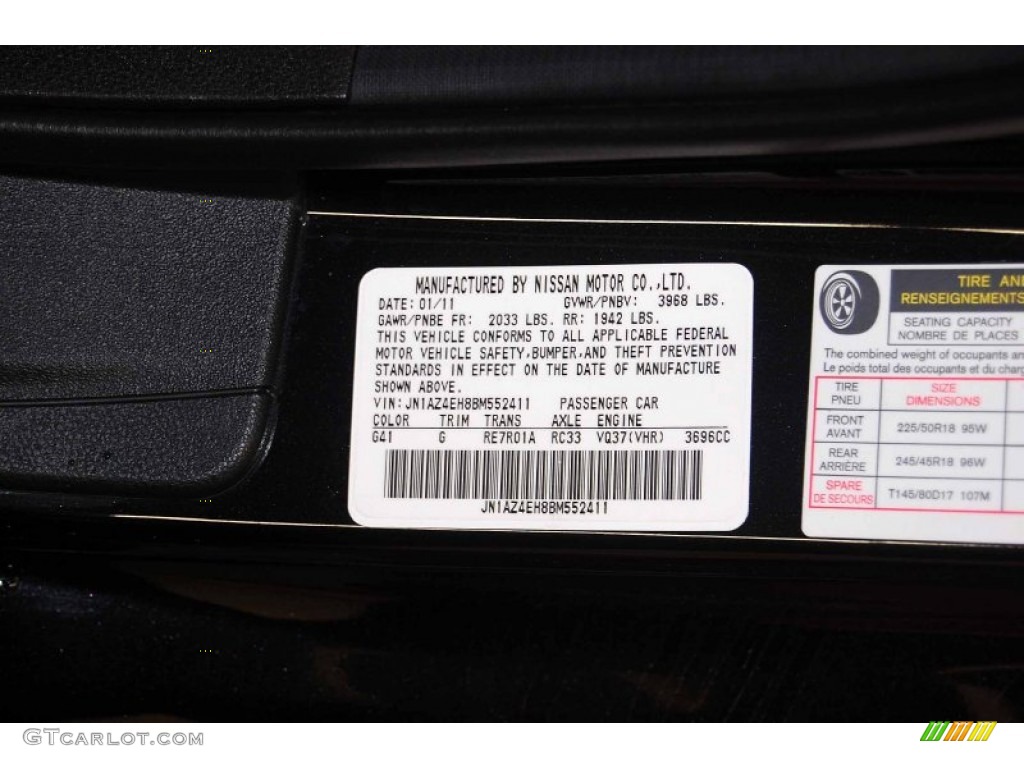 2011 370Z Color Code G41 for Magnetic Black Photo #61598225